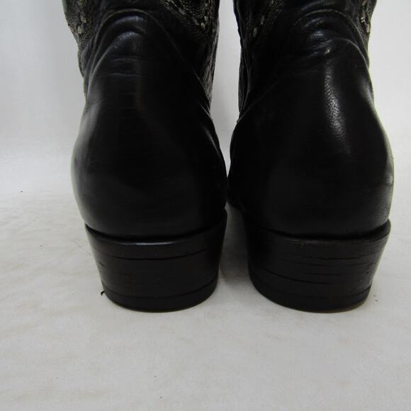Ferrini Mens Size 12 D Black Leather Cowboy Western Boots